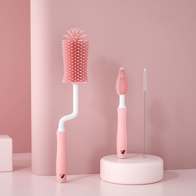 Baby Silicone Baby Bottle Brush Straw Scrubbing Baby Bottle Brush Cleaning $17.03 Dana Fashion Color: Pink 3pieces set opp Baby & Mother Product information: Product Category: Bottle Brush Whether to import: No Packing: Set Color: Pink, blue, yellow ,
