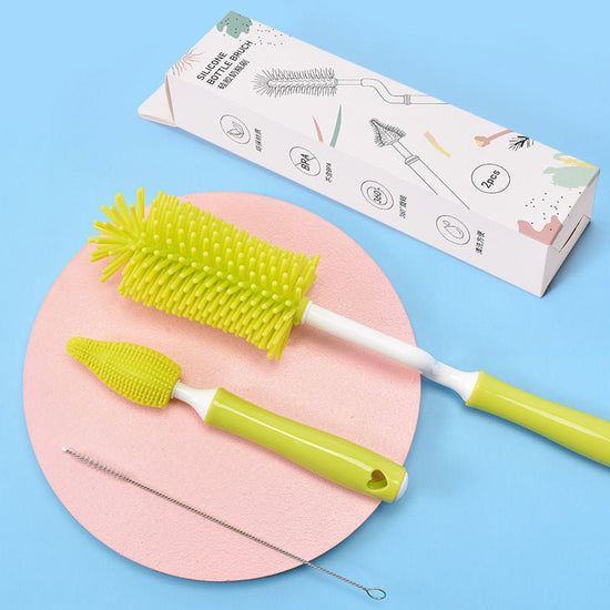 Baby Silicone Baby Bottle Brush Straw Scrubbing Baby Bottle Brush Cleaning $16.92 Dana Fashion Color: Yellow Baby & Mother Product information: Product Category: Bottle Brush Whether to import: No Packing: Set Color: Pink, blue, yellow ,