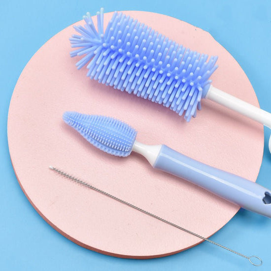 Baby Silicone Baby Bottle Brush Straw Scrubbing Baby Bottle Brush Cleaning $11.39 Dana Fashion Color: Blue Baby & Mother Product information: Product Category: Bottle Brush Whether to import: No Packing: Set Color: Pink, blue, yellow ,