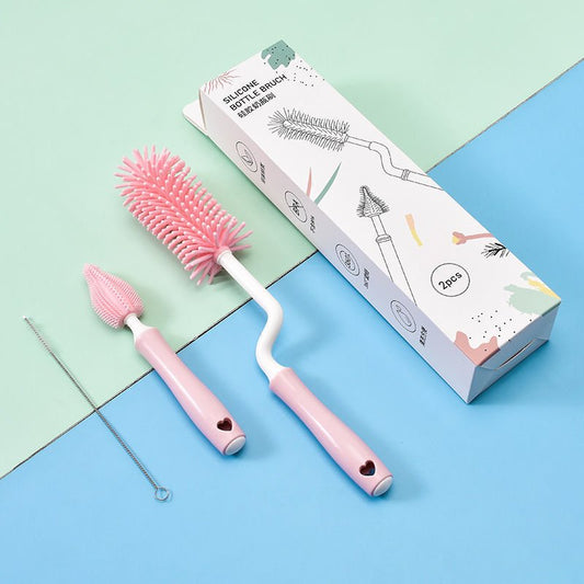 Baby Silicone Baby Bottle Brush Straw Scrubbing Baby Bottle Brush Cleaning $11.39 Dana Fashion Color: Blue Baby & Mother Product information: Product Category: Bottle Brush Whether to import: No Packing: Set Color: Pink, blue, yellow ,