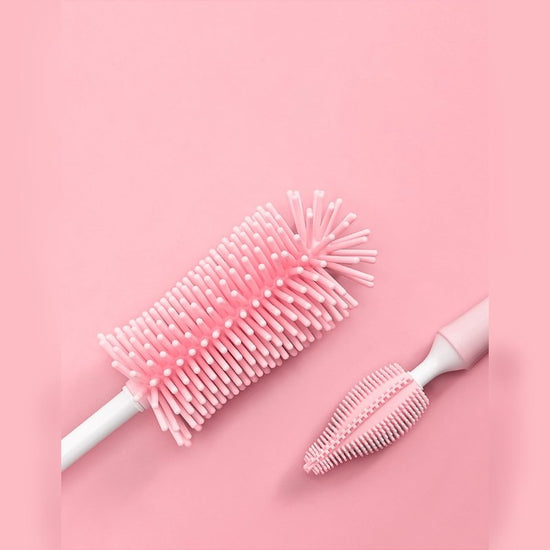 Baby Silicone Baby Bottle Brush Straw Scrubbing Baby Bottle Brush Cleaning $11.39 Dana Fashion Color: Blue Baby & Mother Product information: Product Category: Bottle Brush Whether to import: No Packing: Set Color: Pink, blue, yellow ,