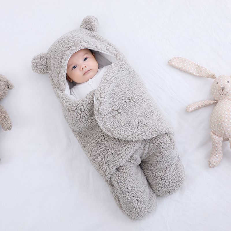 Baby Sleeping Bag Envelope for Newborn Baby Winter Swaddle Blanket $59.50 Dana Fashion Color: Light grey style: 3M Baby Clothing Overview The first layer of flannel, not easy to fade, can not afford the ball, no lint, good warmth The second layer of imita
