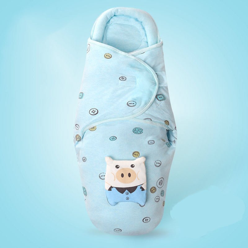 Baby sleeping bag $34.96 Dana Fashion Color: Blue Size: L Baby Clothing Fabric: pure cotton Suitable for season: spring and summer Pattern: cartoon, dot, animal S size 30 * 60cm is suitable for 0-3 months L size 35 * 70cm is suitable for 3-6 months = =‘’