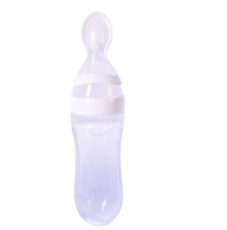 Baby Spoon Bottle Feeder $12.96 Dana Fashion Color: White Baby & Mother Capacity: 120 ml Material: spoon head, bottle body [food grade silicone], other food grade PP Disinfection: can be 120 degrees or less, boiled or steamed It is used to feed semi-liqui