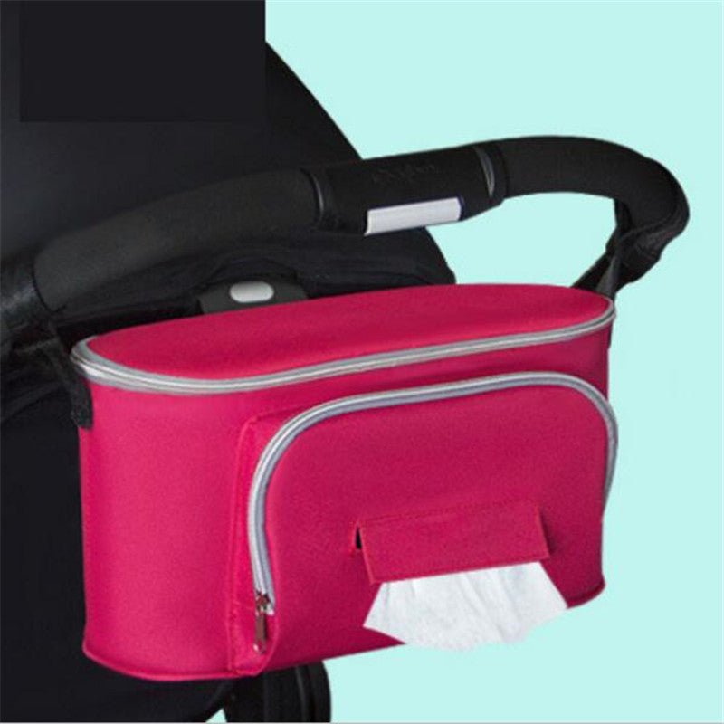 Baby stroller bag $106.41 Dana Fashion Color: Rose Red Baby & Mother Material: Oxford cloth Color: black, red, light blue, gray, dark blue Weight: about 200G Size: length 30cm, height 20cm, width 12cm Individual packaging, folded bag size: 37 * 16 * 4CM