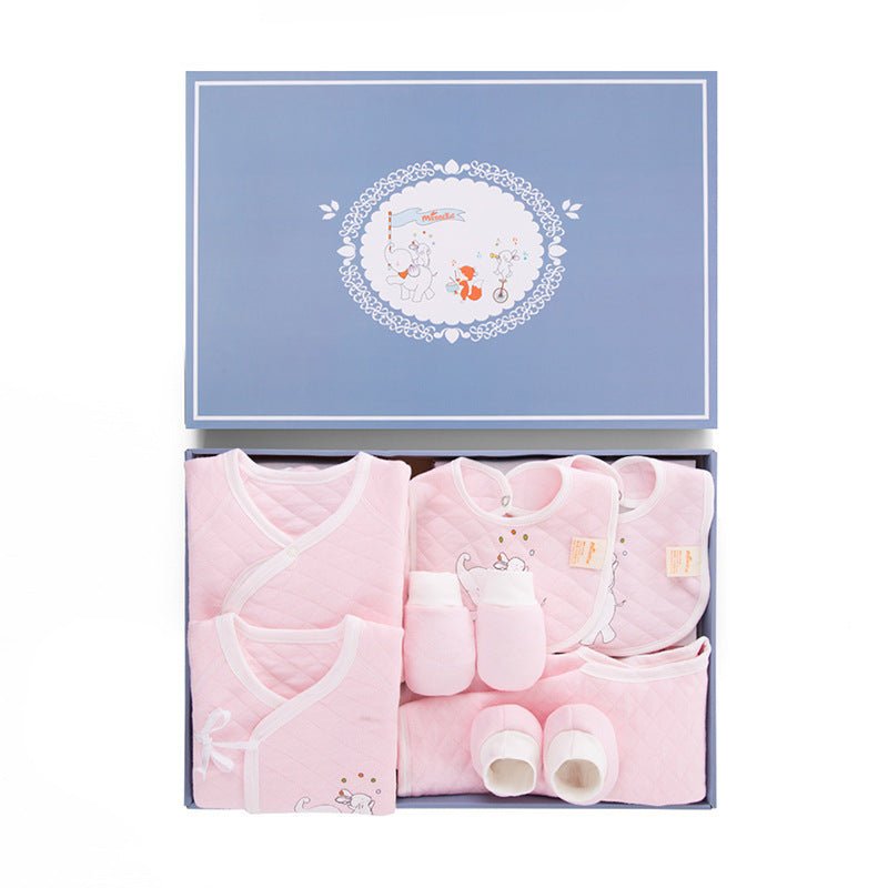 Baby Suit Full Moon Baby Underwear Newborn Clothes $38.50 Dana Fashion Color: Thicken Fox Elephant Powder Child size: 59cm Baby Clothing Product information: Fabric name: combed cotton Style: Korean Applicable gender: neutral/male and female Gift box cont
