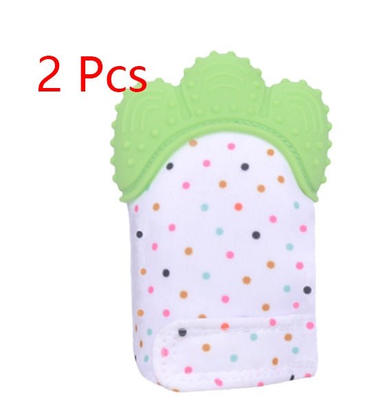 Baby teether baby anti-bite silicone molar gloves children's sound toys $17.18 Dana Fashion Color: Green quantity: 1pair Toys & Hobbies Product information : Material: Silicone Applicable age: more than 3 months Color: Smiley Gloves Yellow, Smiley Gloves