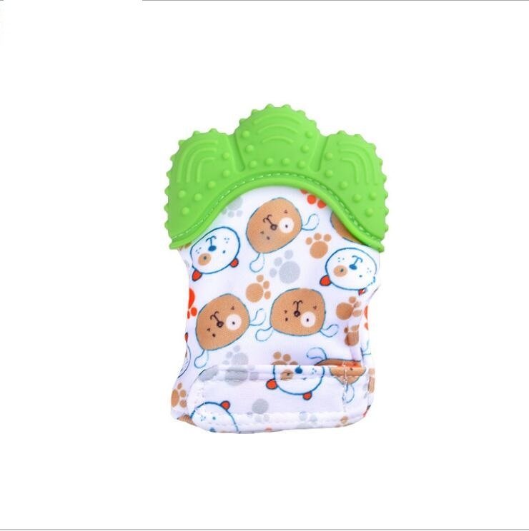 Baby teether baby anti-bite silicone molar gloves children's sound toys $10.53 Dana Fashion Color: Green 2 style quantity: Q1pcs Toys & Hobbies Product information : Material: Silicone Applicable age: more than 3 months Color: Smiley Gloves Yellow, Smiley