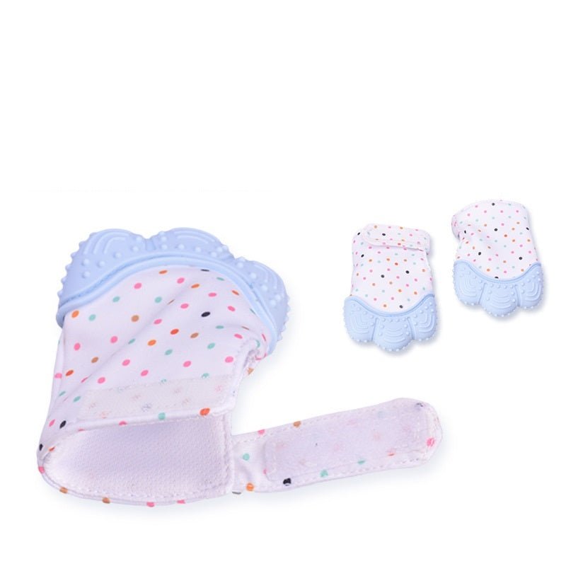 Baby teether baby anti-bite silicone molar gloves children's sound toys $21.67 Dana Fashion Color: A blue quantity: 1pair Toys & Hobbies Product information : Material: Silicone Applicable age: more than 3 months Color: Smiley Gloves Yellow, Smiley Gloves
