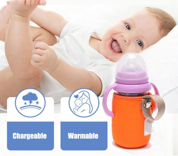 Baby USB bottle $16.22 Dana Fashion Color: Orange Baby & Mother Features: 1, keep warm when eating 2, good insulation effect 3, safety voltage 5 v 4, every milk bottle can use it 5, comfortable to wear specification: Material: cotton, PC Size: 6.5 m × 10