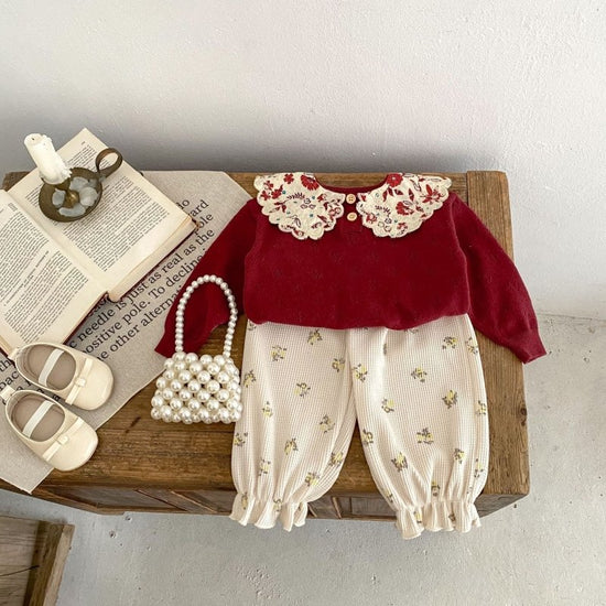 Baby Waffle Printing Elastic Cord Ankle-tied Long Pants $31.07 Dana Fashion Color: Apricot Suitable For Height: 100cm Baby Clothing Product information: Pattern: Flowers Color: khaki, apricot Pants length: trousers Fly opening: hairband belt Suitable heig