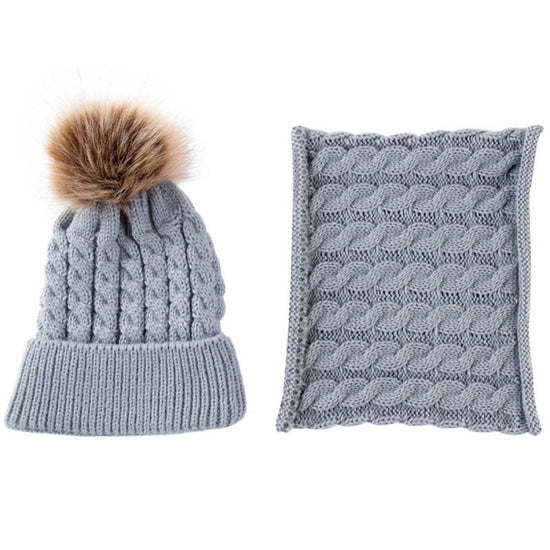 Baby Winter Caps + Scarf set $14.24 Dana Fashion Color: Grey Baby Clothing Material: 100% COTTON Model Number: Baby Winter Cap Scarves Gender: Unisex Knitted Hat Scarf: Protect Head and Ears Baby Hat Scarf: Protect Neck