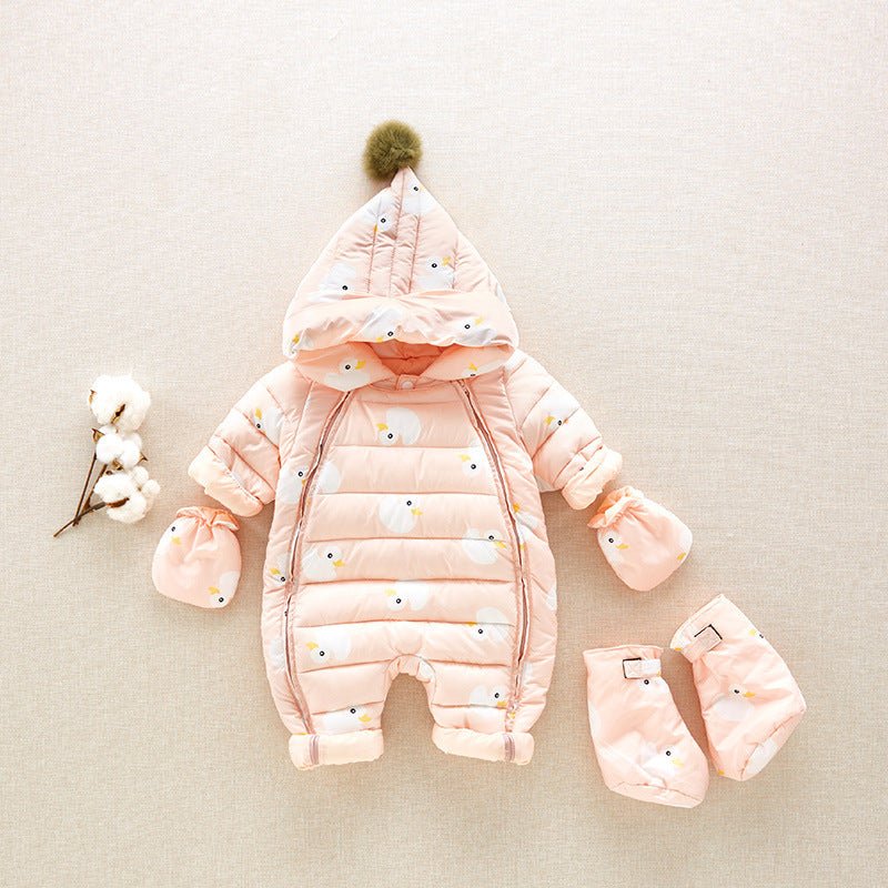Baby winter white down jacket $119.55 Dana Fashion Color: Pink Size: 100cm Baby Clothing Fabric composition: 100% polyester fiber Liner material: 100% polyester fiber Filling: 90% white duck down 10% feathers 1. Asian sizes are 1 to 2 sizes smaller than E