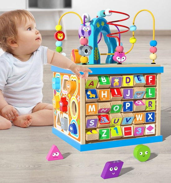 Baby Wooden Toys For Boys And Girls $108.46 Dana Fashion Color: Blue Toys & Hobbies Product information: Product name: Multi-functional scenes around the bead treasure box Product weight: 1.9kg Product packaging size: 23*23*32 Gross net weight: 24/23kg Ma