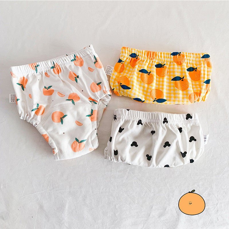 Baby's 6-layer Gauze Breathable Diaper Training Pants $30.61 Dana Fashion Color: Mickey peach Size: L Baby Clothing Product information: Material: cotton Size: 90/M 8-12kg, 100/L 9-18kg Waist shape: high waist Color classification: grey wave love stars, p