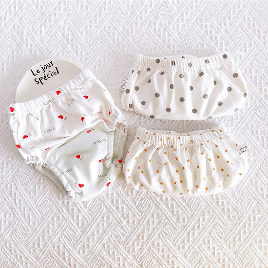 Baby's 6-layer Gauze Breathable Diaper Training Pants $30.61 Dana Fashion Color: Bear Head Star Moon Size: L Baby Clothing Product information: Material: cotton Size: 90/M 8-12kg, 100/L 9-18kg Waist shape: high waist Color classification: grey wave love s
