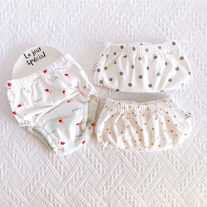 Baby's 6-layer Gauze Breathable Diaper Training Pants $30.61 Dana Fashion Color: Bear Head Star Moon Size: L Baby Clothing Product information: Material: cotton Size: 90/M 8-12kg, 100/L 9-18kg Waist shape: high waist Color classification: grey wave love s