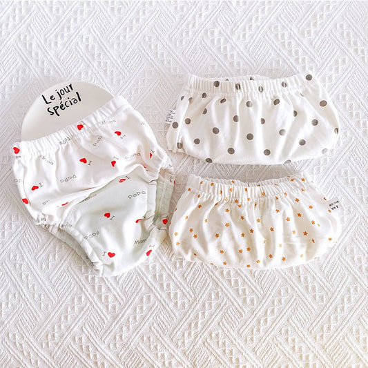 Baby's 6-layer Gauze Breathable Diaper Training Pants $30.61 Dana Fashion Color: Bear Head Star Moon Size: L Baby Clothing Product information: Material: cotton Size: 90/M 8-12kg, 100/L 9-18kg Waist shape: high waist Color classification: grey wave love s