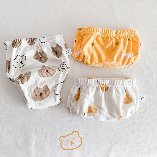 Baby's 6-layer Gauze Breathable Diaper Training Pants $30.61 Dana Fashion Color: Bear Head Star Moon Size: L Baby Clothing Product information: Material: cotton Size: 90/M 8-12kg, 100/L 9-18kg Waist shape: high waist Color classification: grey wave love s