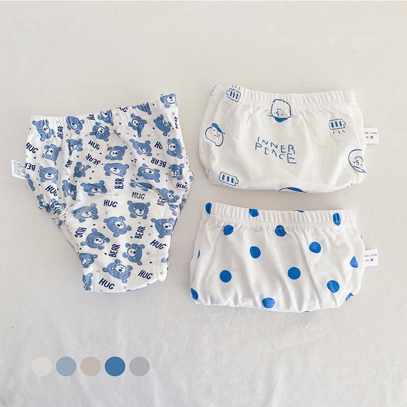 Baby's 6-layer Gauze Breathable Diaper Training Pants $30.61 Dana Fashion Color: Blue Point Boy Size: L Baby Clothing Product information: Material: cotton Size: 90/M 8-12kg, 100/L 9-18kg Waist shape: high waist Color classification: grey wave love stars,