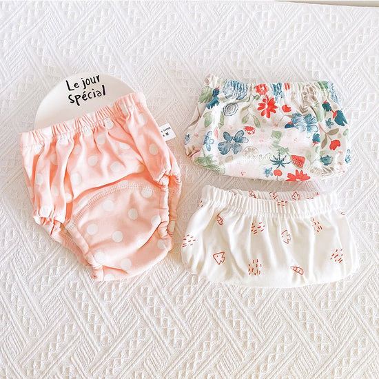 Baby's 6-layer Gauze Breathable Diaper Training Pants $43.12 Dana Fashion Color: Pink flower shells Size: L Baby Clothing Product information: Material: cotton Size: 90/M 8-12kg, 100/L 9-18kg Waist shape: high waist Color classification: grey wave love st