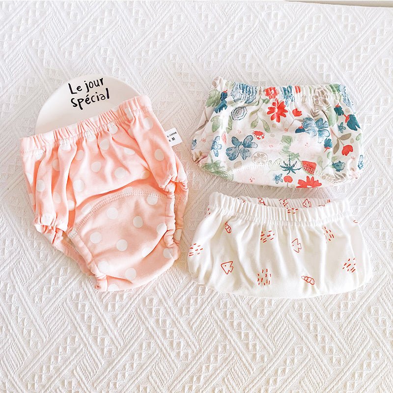 Baby's 6-layer Gauze Breathable Diaper Training Pants $43.12 Dana Fashion Color: Pink flower shells Size: L Baby Clothing Product information: Material: cotton Size: 90/M 8-12kg, 100/L 9-18kg Waist shape: high waist Color classification: grey wave love st