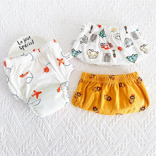 Baby's 6-layer Gauze Breathable Diaper Training Pants $30.61 Dana Fashion Color: Robot cartoon plane Size: L Baby Clothing Product information: Material: cotton Size: 90/M 8-12kg, 100/L 9-18kg Waist shape: high waist Color classification: grey wave love s