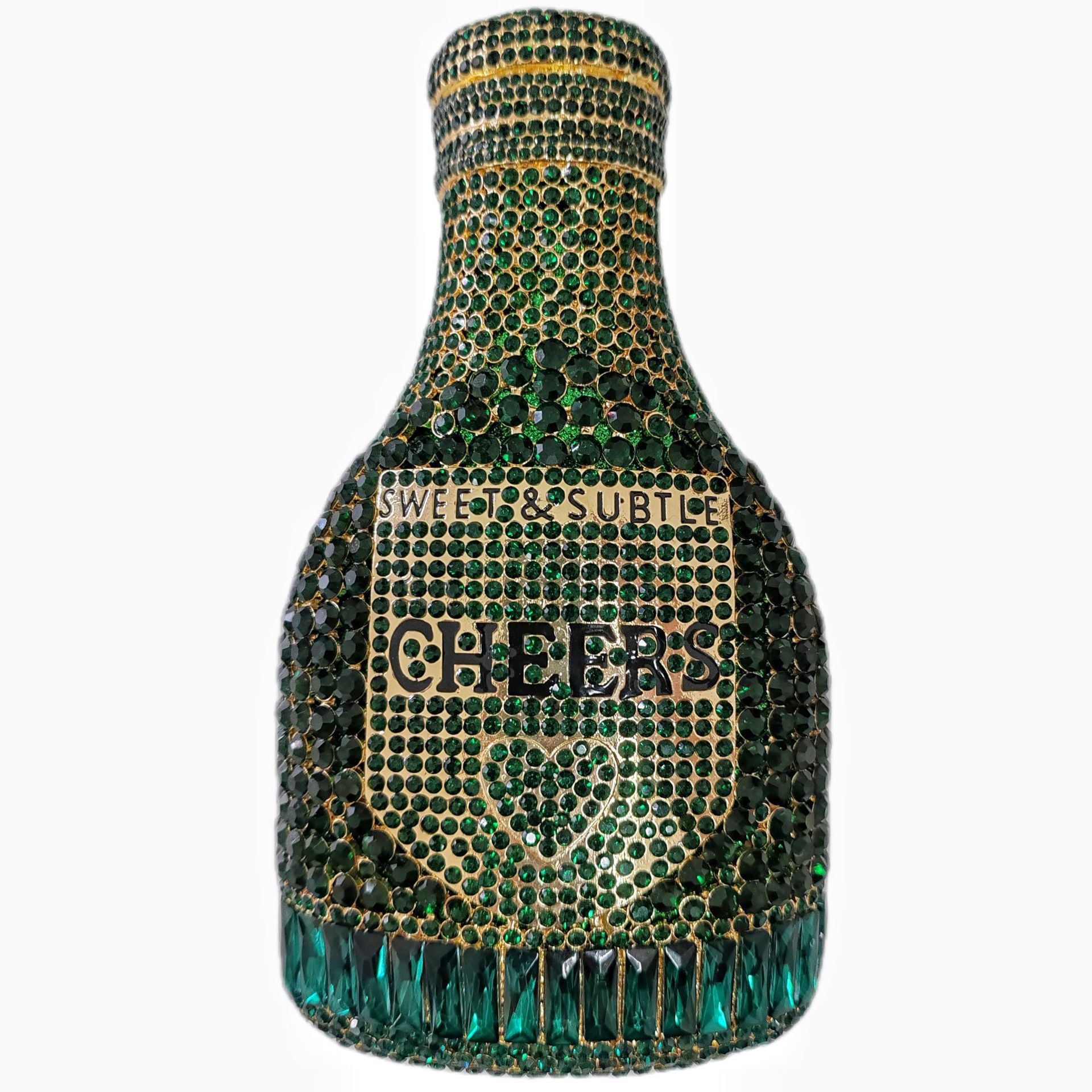 Champagne Bottle Rhinestone Evening Clutch Women's Bag - Dana Fashion