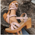 Foreign Trade Round Head Chunky Heel Ankle-strap Buckle Sandals - DanaFashionstore
