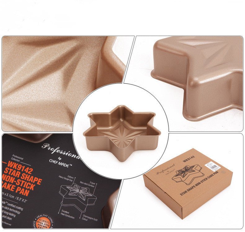 Bake mousse cake molds $28.01 Dana Fashion Color: Gold Dana's Kitchen Product Information: Product category: Cake mold Shape: Irregular texture of material; carbon steel Article number; WK9142 Purpose: Baking Packing list: 1 * cake mold Temperature resist