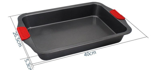 Baking tray $48.12 Dana Fashion format: B Size: 40X26.5X5.3cm Dana's Kitchen [name] silicone binaural luxury baking tray [Packaging] OPP bag packaging 【specification A: Square 29*25.5*4cm B: Rectangular 40*26.5*5.3cm [Material] high quality carbon steel +