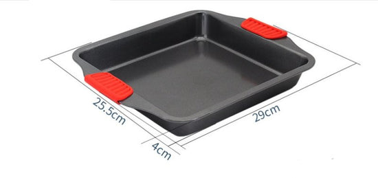 Baking tray $24.82 Dana Fashion format: A Size: 29X25.5X4cm Dana's Kitchen [name] silicone binaural luxury baking tray [Packaging] OPP bag packaging 【specification A: Square 29*25.5*4cm B: Rectangular 40*26.5*5.3cm [Material] high quality carbon steel + f