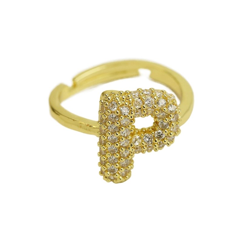 Balloon Bubble Cute 26 English Letters Open Ring $20.04 Dana Fashion Color: Gold Ring P Size: Adjustable Opening Women's Accessories Product information: Type: Opening Process: Electroplating Color: gold ring A, gold ring B, gold ring C, gold ring D, gold