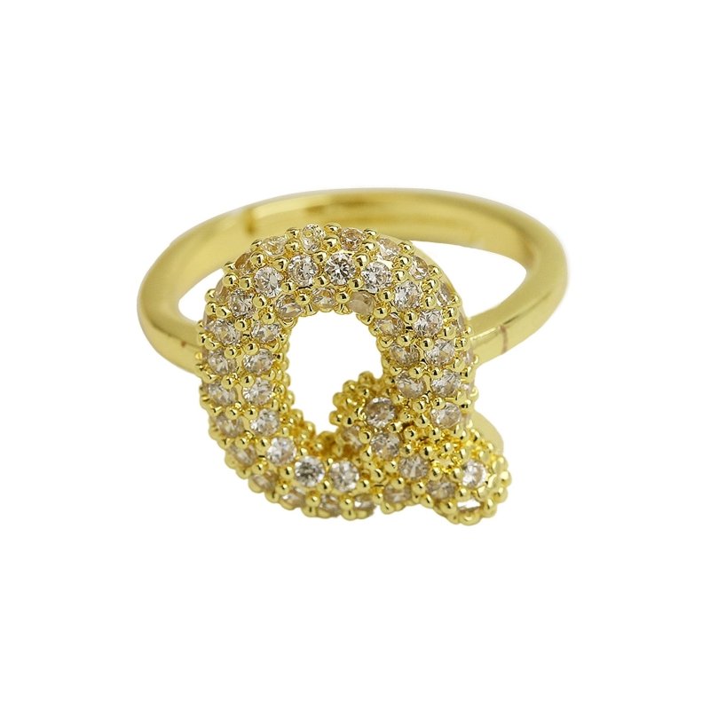 Balloon Bubble Cute 26 English Letters Open Ring $20.04 Dana Fashion Color: Gold Ring Q Size: Adjustable Opening Women's Accessories Product information: Type: Opening Process: Electroplating Color: gold ring A, gold ring B, gold ring C, gold ring D, gold