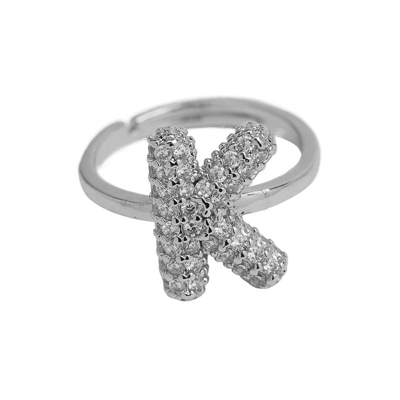 Balloon Bubble Cute 26 English Letters Open Ring $20.04 Dana Fashion Color: Silver Ring K Size: Adjustable Opening Women's Accessories Product information: Type: Opening Process: Electroplating Color: gold ring A, gold ring B, gold ring C, gold ring D, go