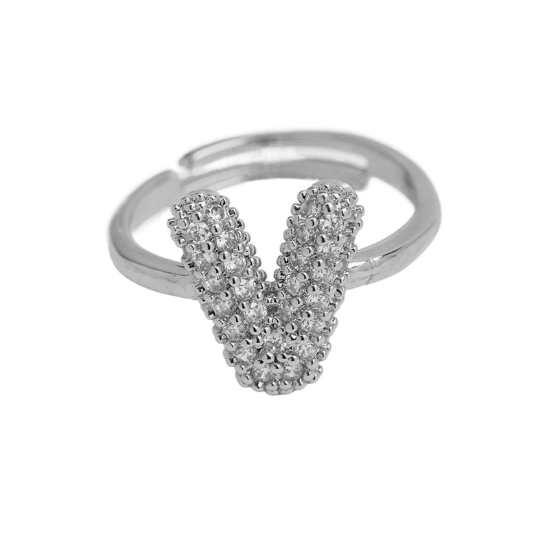 Balloon Bubble Cute 26 English Letters Open Ring $20.04 Dana Fashion Color: Silver Ring V Size: Adjustable Opening Women's Accessories Product information: Type: Opening Process: Electroplating Color: gold ring A, gold ring B, gold ring C, gold ring D, go
