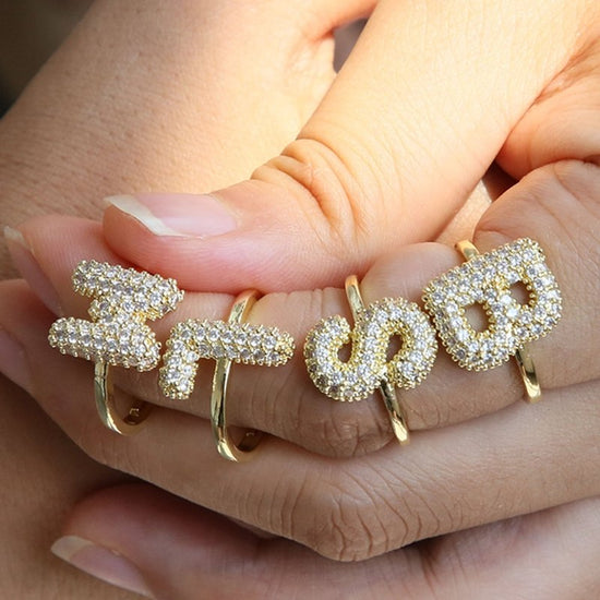 Balloon Bubble Cute 26 English Letters Open Ring $20.04 Dana Fashion Color: Gold Ring A Size: Adjustable Opening Women's Accessories Product information: Type: Opening Process: Electroplating Color: gold ring A, gold ring B, gold ring C, gold ring D, gold