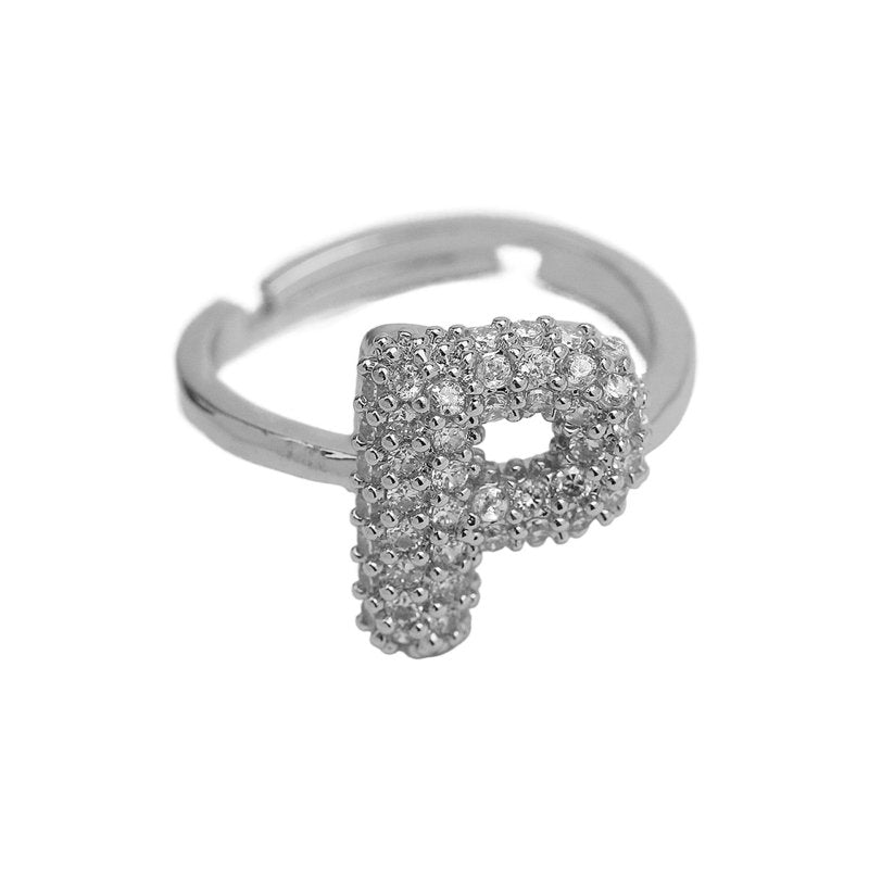 Balloon Bubble Cute 26 English Letters Open Ring $20.04 Dana Fashion Color: Silver Ring P Size: Adjustable Opening Women's Accessories Product information: Type: Opening Process: Electroplating Color: gold ring A, gold ring B, gold ring C, gold ring D, go