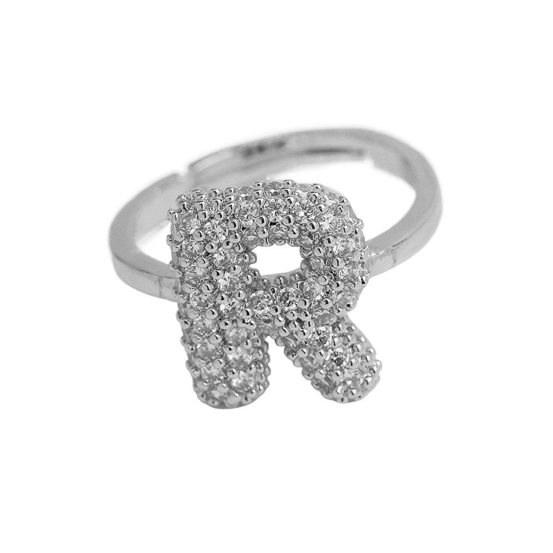 Balloon Bubble Cute 26 English Letters Open Ring $20.04 Dana Fashion Color: Silver Ring R Size: Adjustable Opening Women's Accessories Product information: Type: Opening Process: Electroplating Color: gold ring A, gold ring B, gold ring C, gold ring D, go