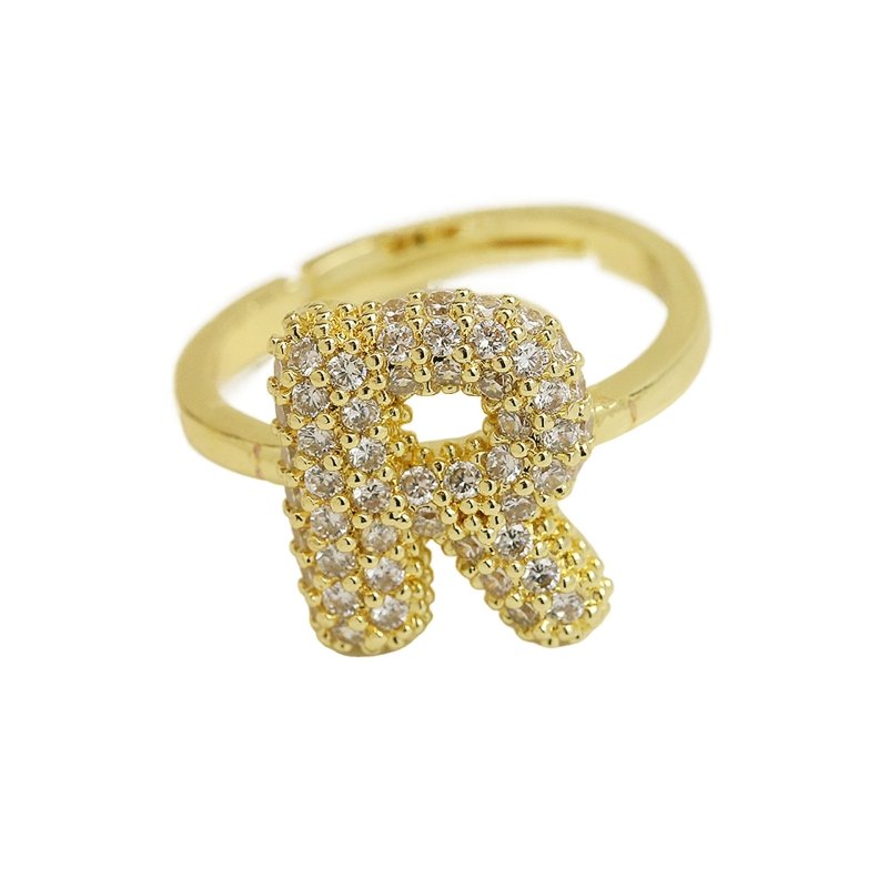 Balloon Bubble Cute 26 English Letters Open Ring $20.04 Dana Fashion Color: Gold Ring R Size: Adjustable Opening Women's Accessories Product information: Type: Opening Process: Electroplating Color: gold ring A, gold ring B, gold ring C, gold ring D, gold