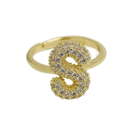 Balloon Bubble Cute 26 English Letters Open Ring $20.04 Dana Fashion Color: Gold Ring S Size: Adjustable Opening Women's Accessories Product information: Type: Opening Process: Electroplating Color: gold ring A, gold ring B, gold ring C, gold ring D, gold