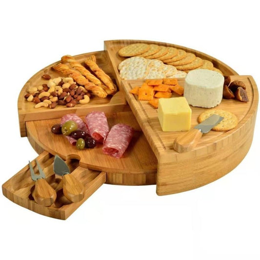 Bamboo Drawer Cheese Knife Bread Fruit Snack PlateDana FashionDana FashionBamboo Drawer Cheese Knife Bread Fruit Snack Plate