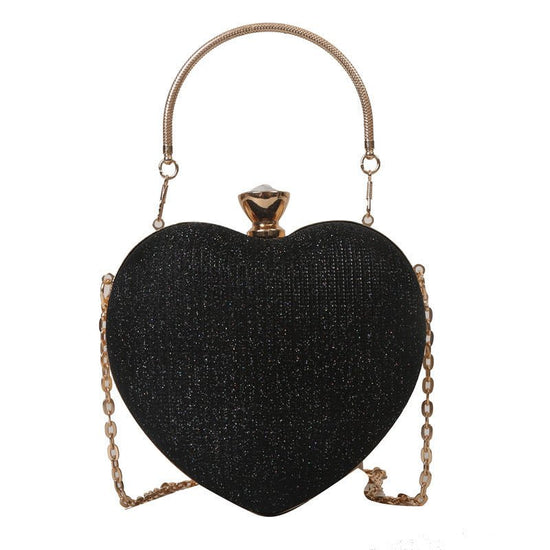 Banquet Bag Love Chain Shoulder Crossbody Handbag Valentines Day Outfit $24.15 Dana Fashion Color: Black Women's Bags Product information: Lining texture: synthetic leather Color: pink, gold, black, silver, soft shell sequins White Hardness: medium hard M