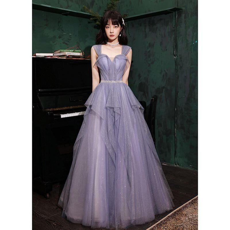 Banquet Evening Purple Annual Meeting Host Performance Dress $99.50 Dana Fashion Color: Violet Size: L Women's clothing Product information: Fabric name: Polyester Fiber Color: Violet Main fabric composition: Polyester (polyester fiber) Waist type: high w