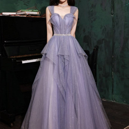 Banquet Evening Purple Annual Meeting Host Performance Dress $99.50 Dana Fashion Color: Violet Size: L Women's clothing Product information: Fabric name: Polyester Fiber Color: Violet Main fabric composition: Polyester (polyester fiber) Waist type: high w