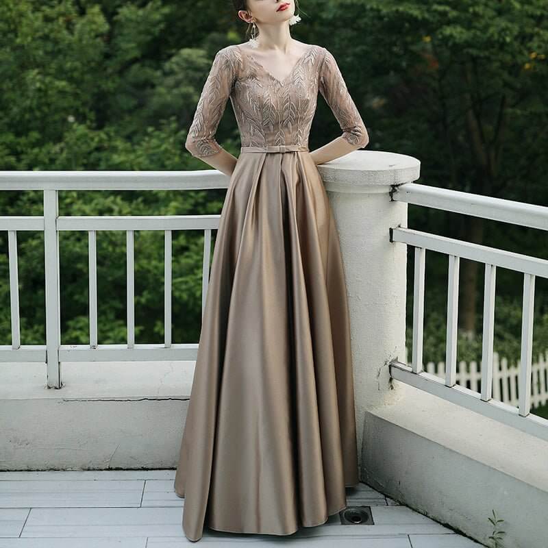 Banquet Party Elegant Evening Dress Women $98.50 Dana Fashion Color: Brown Size: L Women's clothing Product information: Color: sky blue, brown, Milky White, peacock blue, red, dark red Sleeve type: sleeveless Main fabric composition: Polyester Waist Type