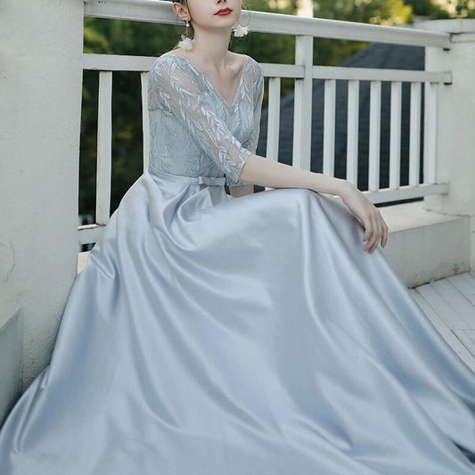 Banquet Party Elegant Evening Dress Women $98.50 Dana Fashion Color: Beige Size: L Women's clothing Product information: Color: sky blue, brown, Milky White, peacock blue, red, dark red Sleeve type: sleeveless Main fabric composition: Polyester Waist Type