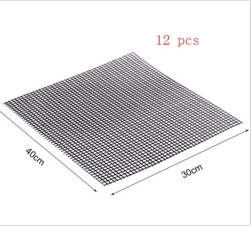 Barbecue Non-Stick Wire Mesh Grilling Mat Reusable Cooking Grilling Mat For Outdoor Activities $60.94 Dana Fashion Size: S quantity: 12 pcs Dana's Kitchen Overview： 1. It is coated with high-quality Teflon with a glass fiber cloth. It has excellent anti-a