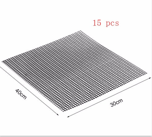 Barbecue Non-Stick Wire Mesh Grilling Mat Reusable Cooking Grilling Mat For Outdoor Activities $73.26 Dana Fashion Size: S quantity: 15 pcs Dana's Kitchen Overview： 1. It is coated with high-quality Teflon with a glass fiber cloth. It has excellent anti-a