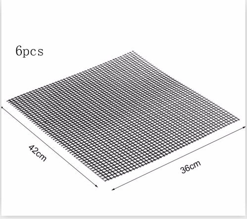 Barbecue Non-Stick Wire Mesh Grilling Mat Reusable Cooking Grilling Mat For Outdoor Activities $40.08 Dana Fashion Size: L quantity: 6 pcs Dana's Kitchen Overview： 1. It is coated with high-quality Teflon with a glass fiber cloth. It has excellent anti-ad